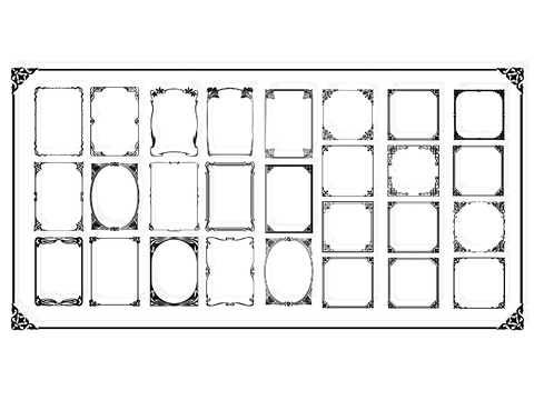  国潮花纹 边角 角花 如意纹 线条su模型 