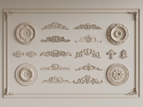  法式雕花灯盘su模型 