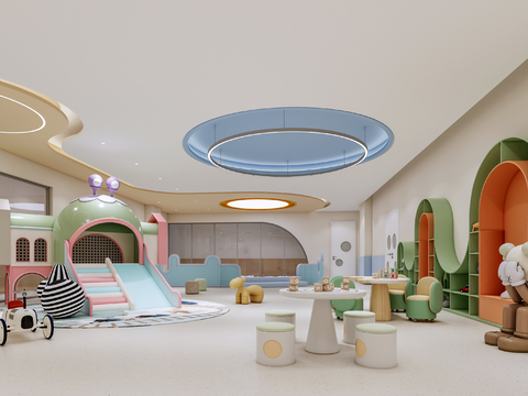  现代幼儿园 儿童娱乐区su模型 