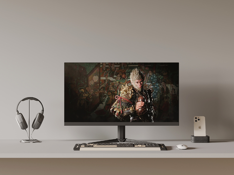  现代电脑 显示器 键盘 耳机su模型 