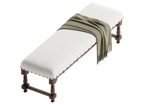  中古风床尾凳 长凳su模型 