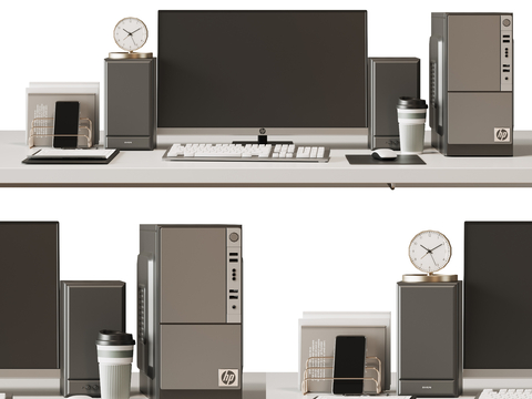  办公用品 桌面摆件 电脑 音响 键盘su模型 