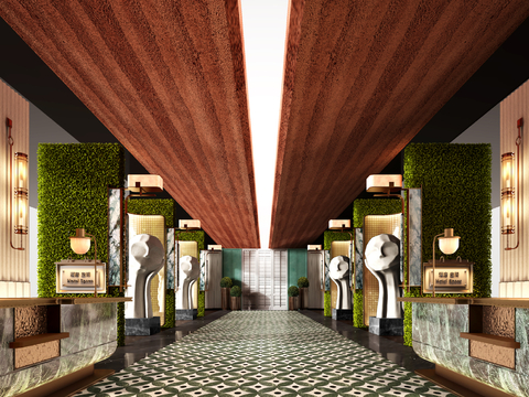  酒店大堂 前台su模型 