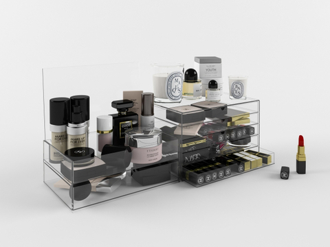  化妆品 化妆工具 口红 睫毛刷su模型 