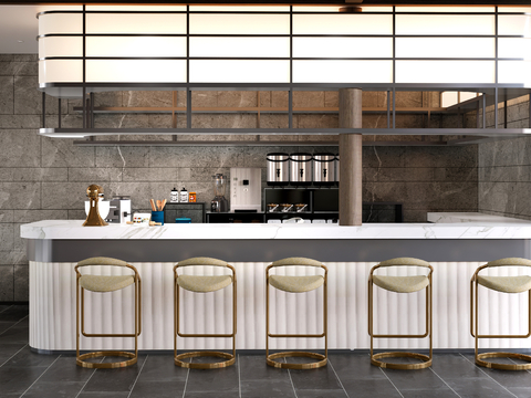  现代水吧台 茶水间su模型 