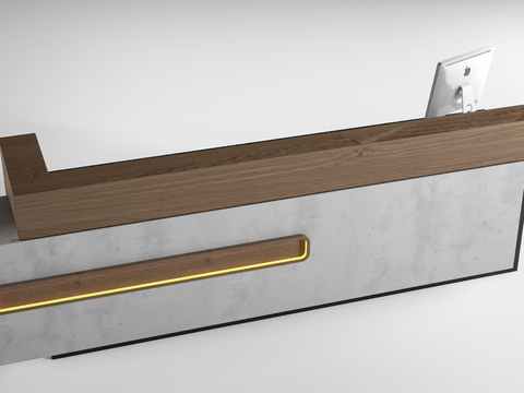  新中式接待台 服务台su模型 