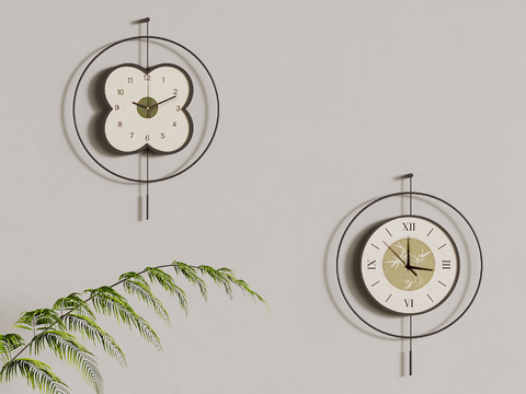  奶油风钟表 挂表su模型 