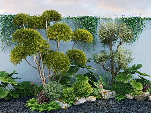  现代植物花境 乔木灌木su模型 