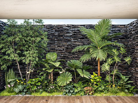  庭院景观小品  植物堆su模型 