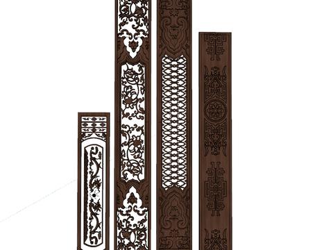  中式花格 雕花su模型 