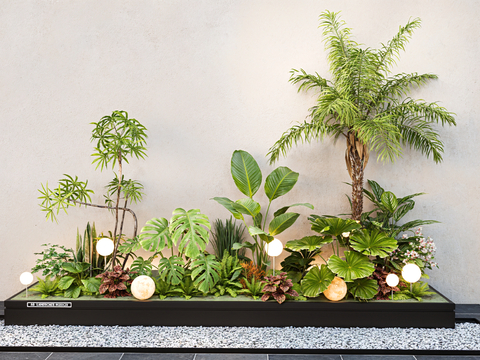  植物堆 花镜 庭院小品su模型 