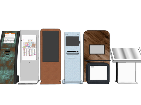  触屏广告牌 商场导视机su模型 