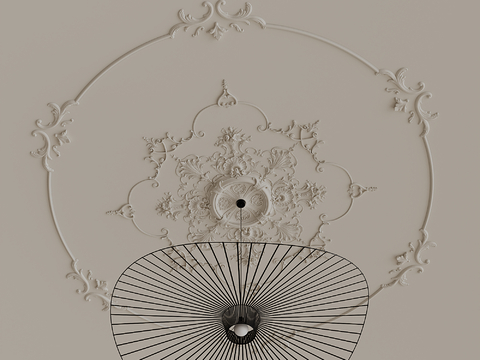  法式雕花线条 灯盘su模型 