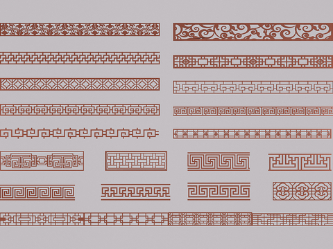  新中式花格 镂空雕花su模型 