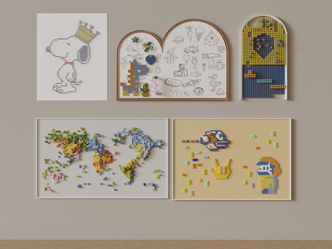  乐高积木玩具墙su模型 