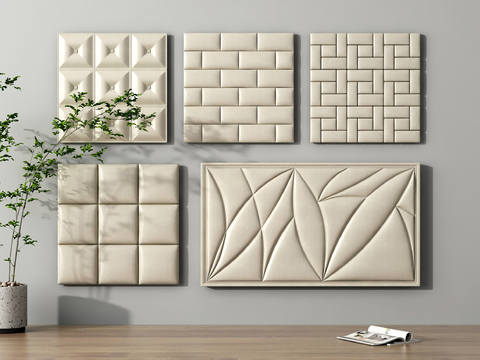  现代软包 床头靠背su模型 