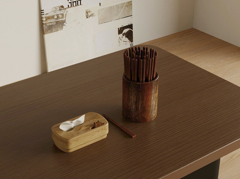  现代餐具 筷子 纸巾盒su模型 