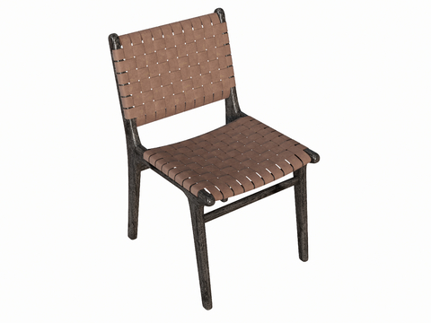  新中式餐椅 编织椅su模型 