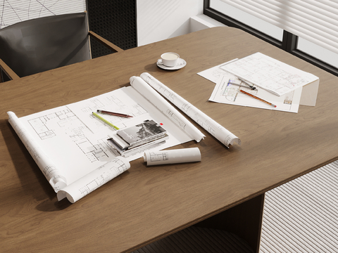  现代办公用品su模型 