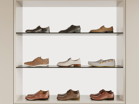  现代男士鞋子 皮鞋su模型 