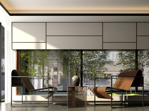  休闲躺椅 皮革躺椅 桌几su模型 