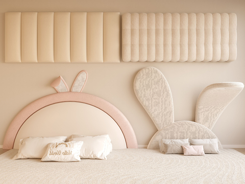  现代床头靠背 软包su模型 