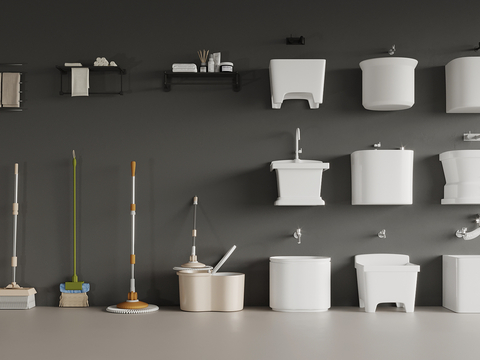  现代拖把池 拖把桶 拖把su模型 