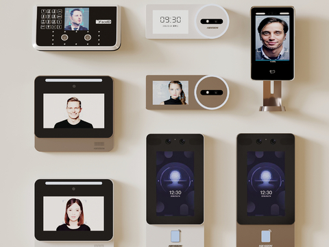  打卡机 人脸识别机 考勤机su模型 