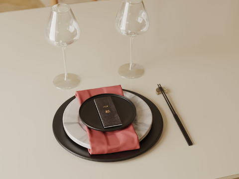  现代餐具 筷子 酒杯su模型 