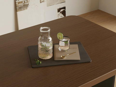  现代酒水 饮料 托盘su模型 