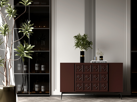 意式玄关柜 端景柜 边柜su模型