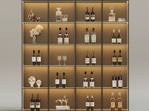  现代酒水 洋酒su模型 