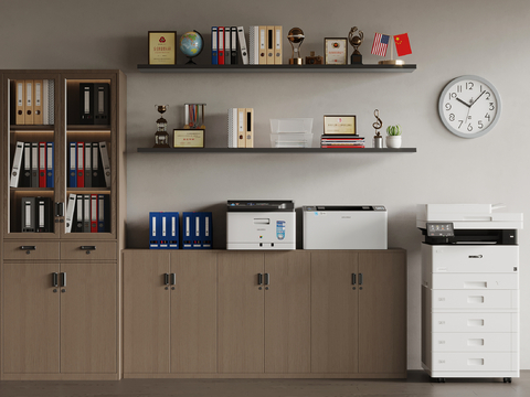  打印机文件柜 办公用品 文件柜su模型 