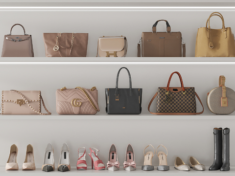  女士皮包 包包 手提包 鞋子 高跟鞋su模型 