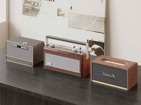  音响 复古音响su模型 