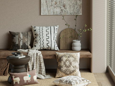  侘寂休闲抱枕su模型 