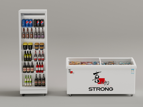  现代冰柜 冷饮柜 冷藏柜su模型 