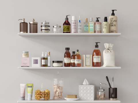  洗浴用品 洗发水 沐浴露 浴巾su模型 