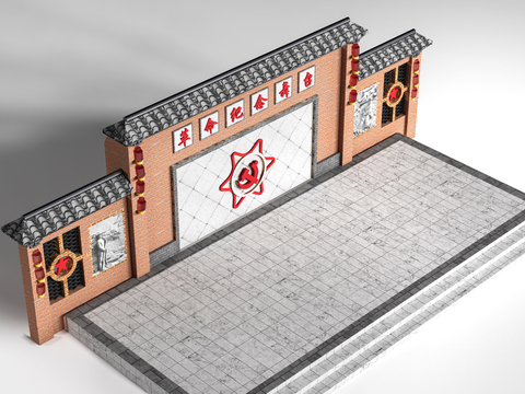  乡村舞台 戏台su模型 