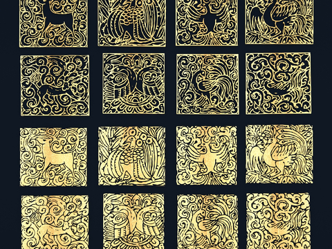  瑞兽纹样 镂空雕花 浮雕su模型 