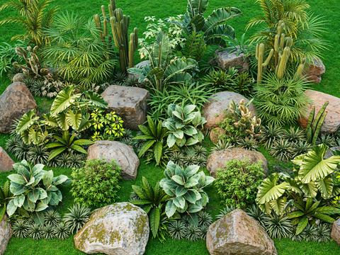  灌木花草 植物堆su模型 