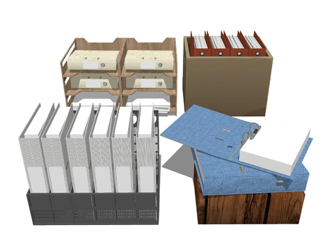  文件收纳夹 办公资料架su模型 