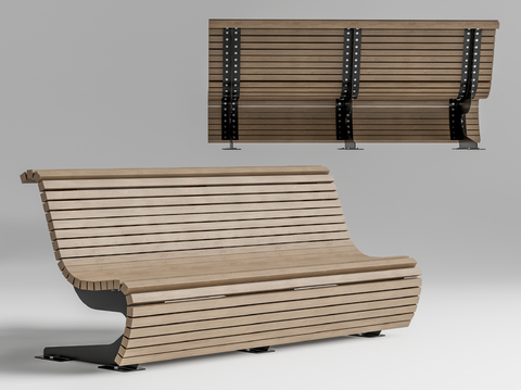 户外椅 公园椅 公共座椅su模型