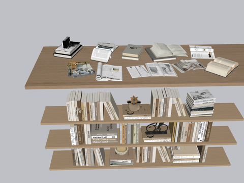  办公用品 书籍摆件su模型 