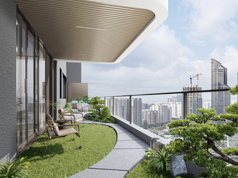 现代休闲阳台su模型