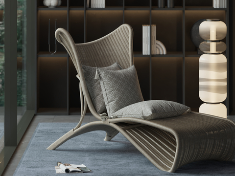  藤编躺椅su模型 