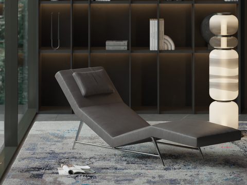  皮革躺椅 休闲躺椅su模型 