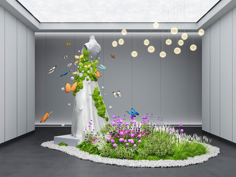  室内景观 植物造景 植物堆su模型 