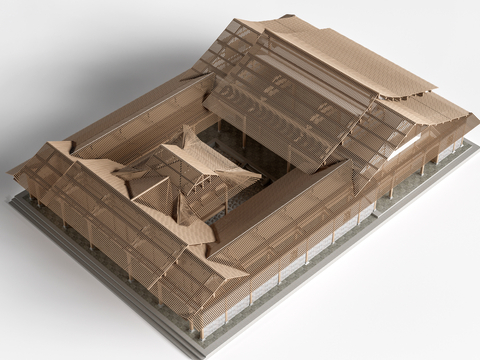  中式古建筑 寺庙 塔楼su模型 