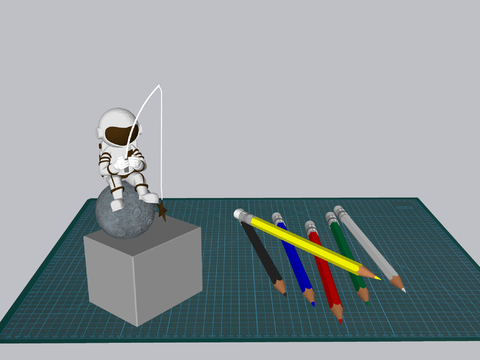  办公用品 笔su模型 